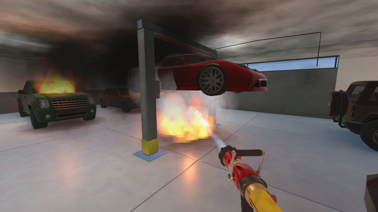 Cars on fire in the auto shop